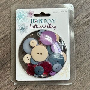 NEW Y2K Bo Bunny Buttons & Bling Embellishments Snowy Winter 35 Pcs Crafting Set